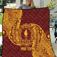 Personalised Tonga Beulah College Quilt Since 1938 Special Kupesi Pattern LT9 Gold - Polynesian Pride