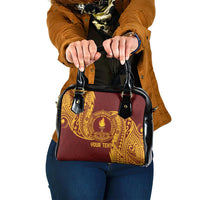 Personalised Tonga Beulah College Shoulder Handbag Since 1938 Special Kupesi Pattern LT9 One Size Gold - Polynesian Pride
