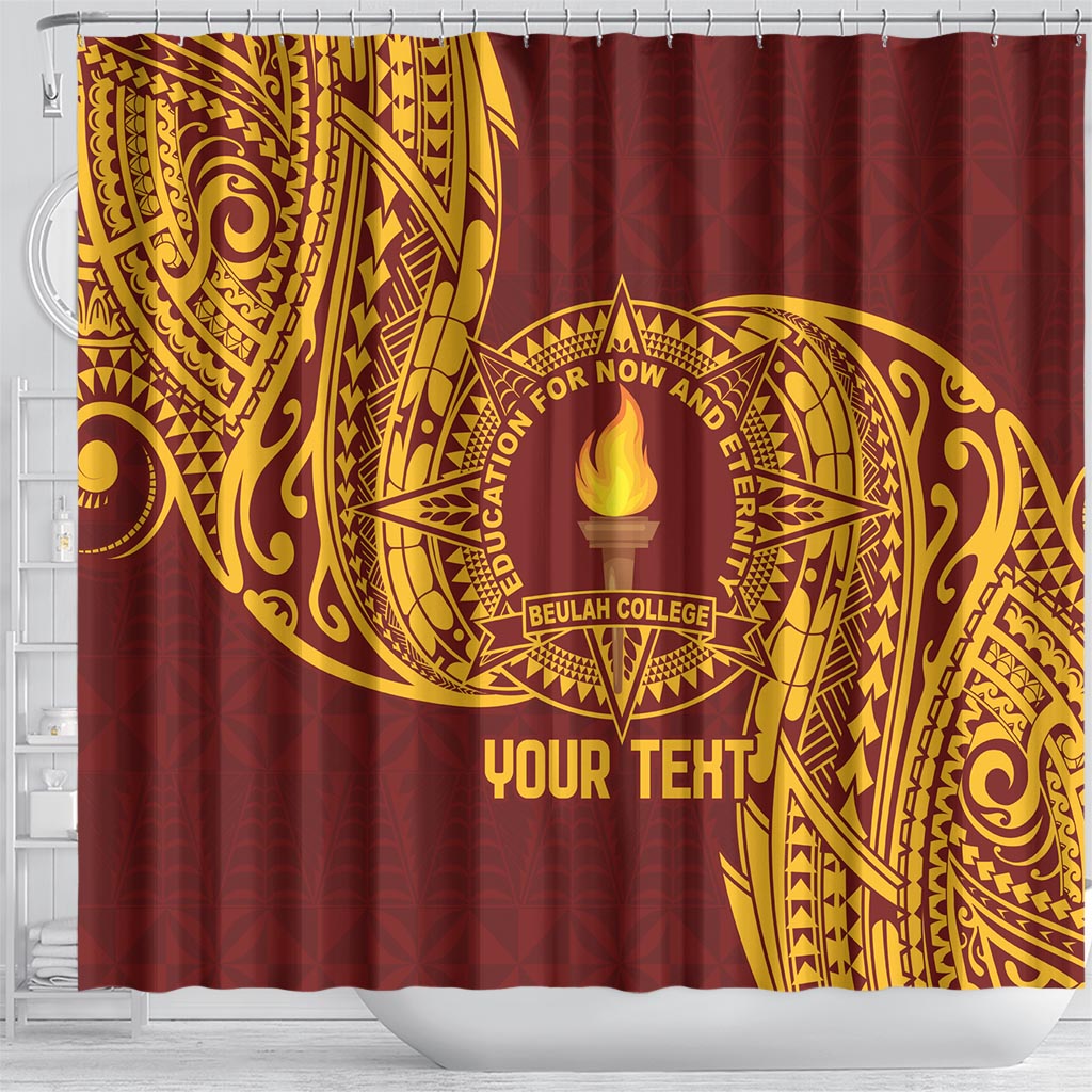 Personalised Tonga Beulah College Shower Curtain Since 1938 Special Kupesi Pattern LT9 - Polynesian Pride