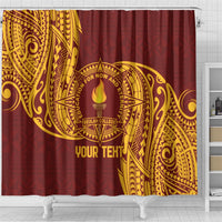 Personalised Tonga Beulah College Shower Curtain Since 1938 Special Kupesi Pattern LT9 - Polynesian Pride