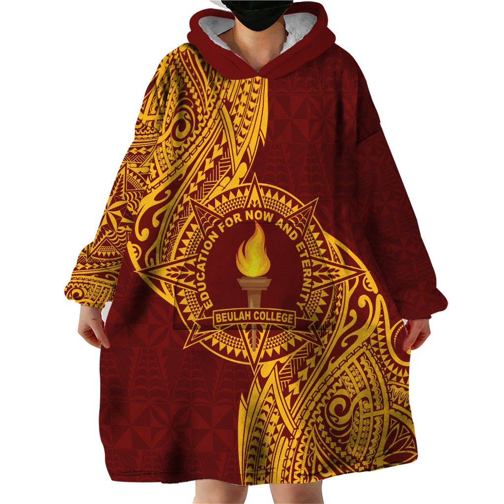 Personalised Tonga Beulah College Wearable Blanket Hoodie Since 1938 Special Kupesi Pattern LT9 - Polynesian Pride