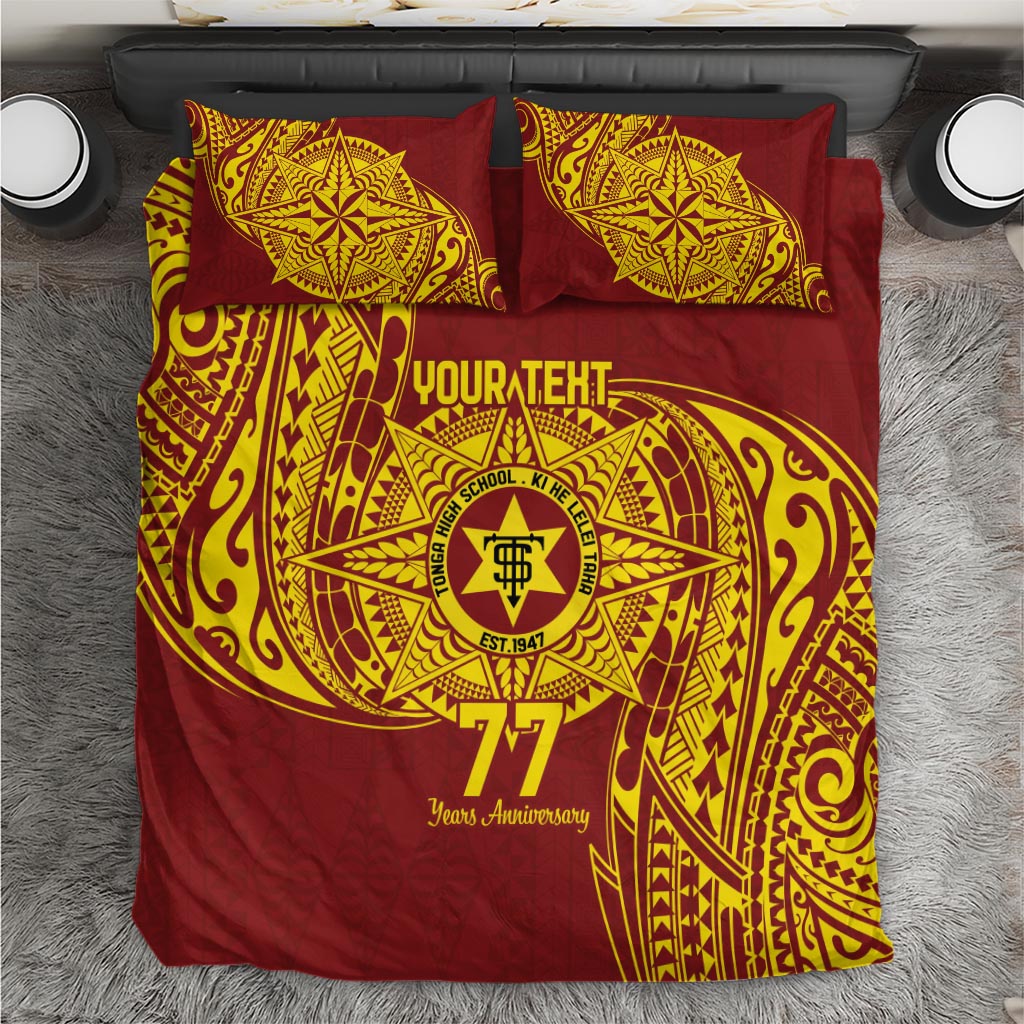 Personalised Tonga High School 77th Anniversary Bedding Set Special Kupesi Pattern LT9 Gold - Polynesian Pride