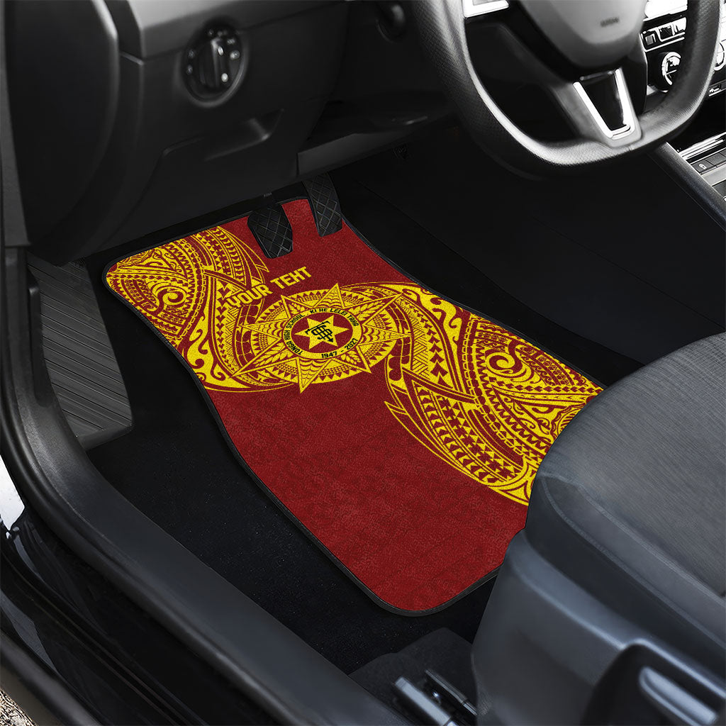 Personalised Tonga High School 77th Anniversary Car Mats Special Kupesi Pattern LT9 Set 2pcs - Back Gold - Polynesian Pride