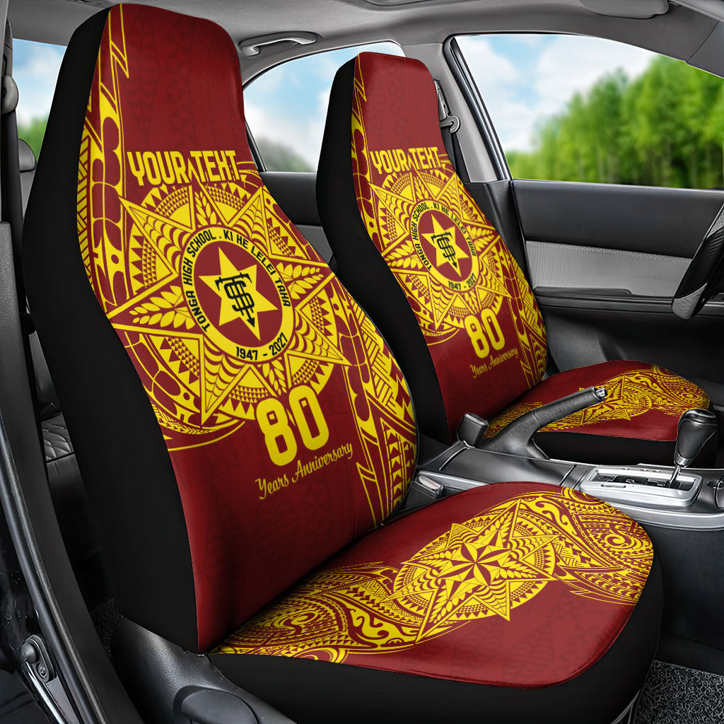 Personalised Tonga High School 80th Anniversary Car Seat Cover Special Kupesi Pattern LT9 - Polynesian Pride