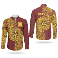 Personalised Tonga High School 80th Anniversary Couples Matching Off Shoulder Maxi Dress and Long Sleeve Button Shirt Special Kupesi Pattern LT9 - Polynesian Pride