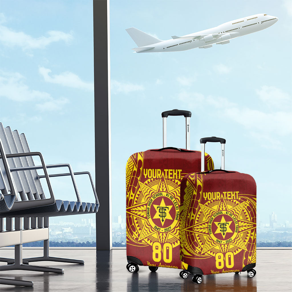Personalised Tonga High School 77th Anniversary Luggage Cover Special Kupesi Pattern LT9 - Polynesian Pride