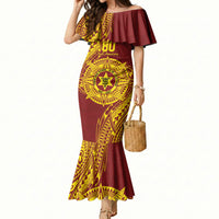Personalised Tonga High School 80th Anniversary Mermaid Dress Special Kupesi Pattern LT9 Women Gold - Polynesian Pride