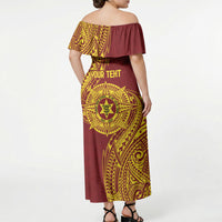 Personalised Tonga High School 77th Anniversary Off Shoulder Maxi Dress Special Kupesi Pattern LT9 - Polynesian Pride