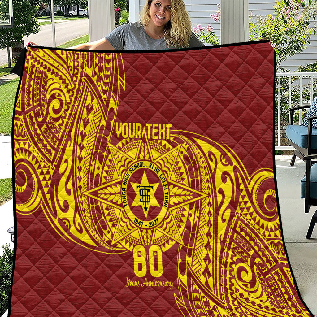 Personalised Tonga High School 80th Anniversary Quilt Special Kupesi Pattern LT9 Gold - Polynesian Pride