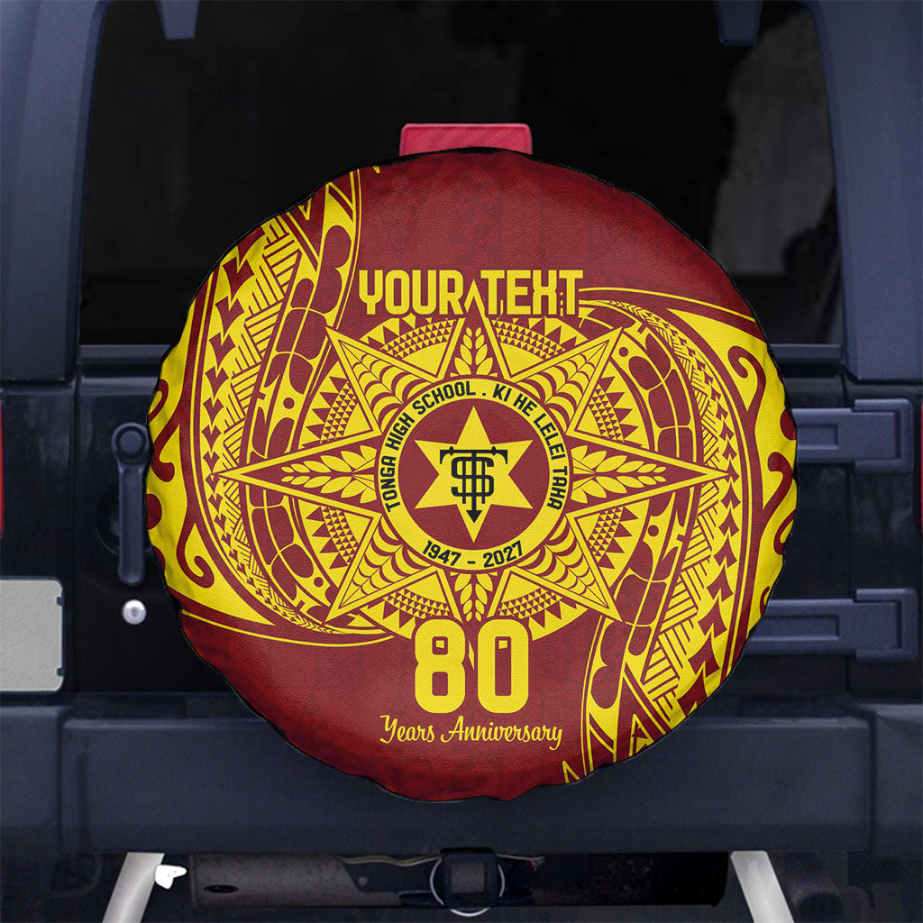 Personalised Tonga High School 80th Anniversary Spare Tire Cover Special Kupesi Pattern LT9 No hole Gold - Polynesian Pride