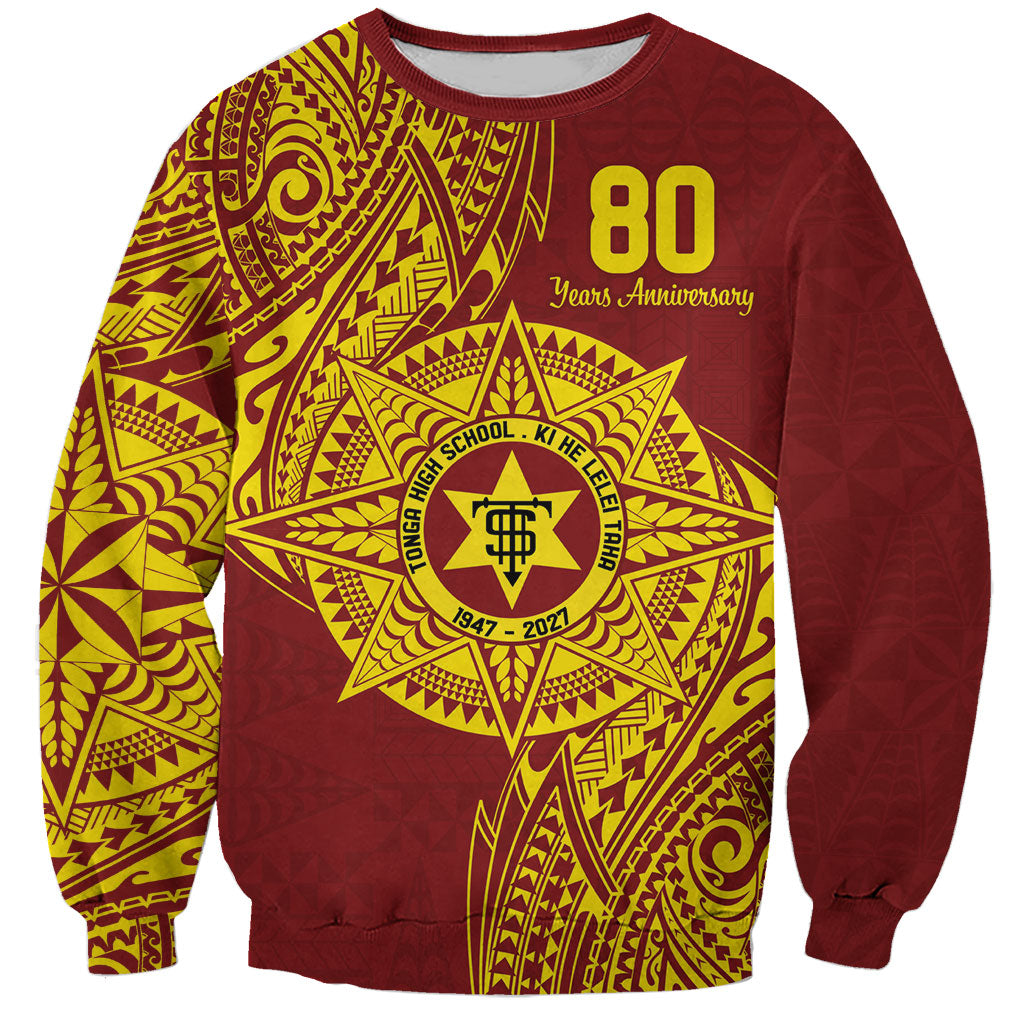 Personalised Tonga High School 80th Anniversary Sweatshirt Special Kupesi Pattern LT9 Unisex Gold - Polynesian Pride