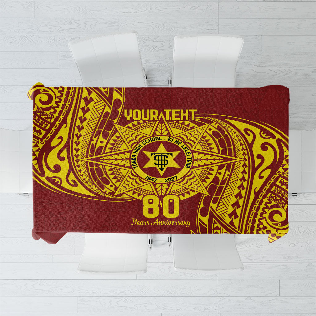Personalised Tonga High School 80th Anniversary Tablecloth Special Kupesi Pattern LT9 Gold - Polynesian Pride