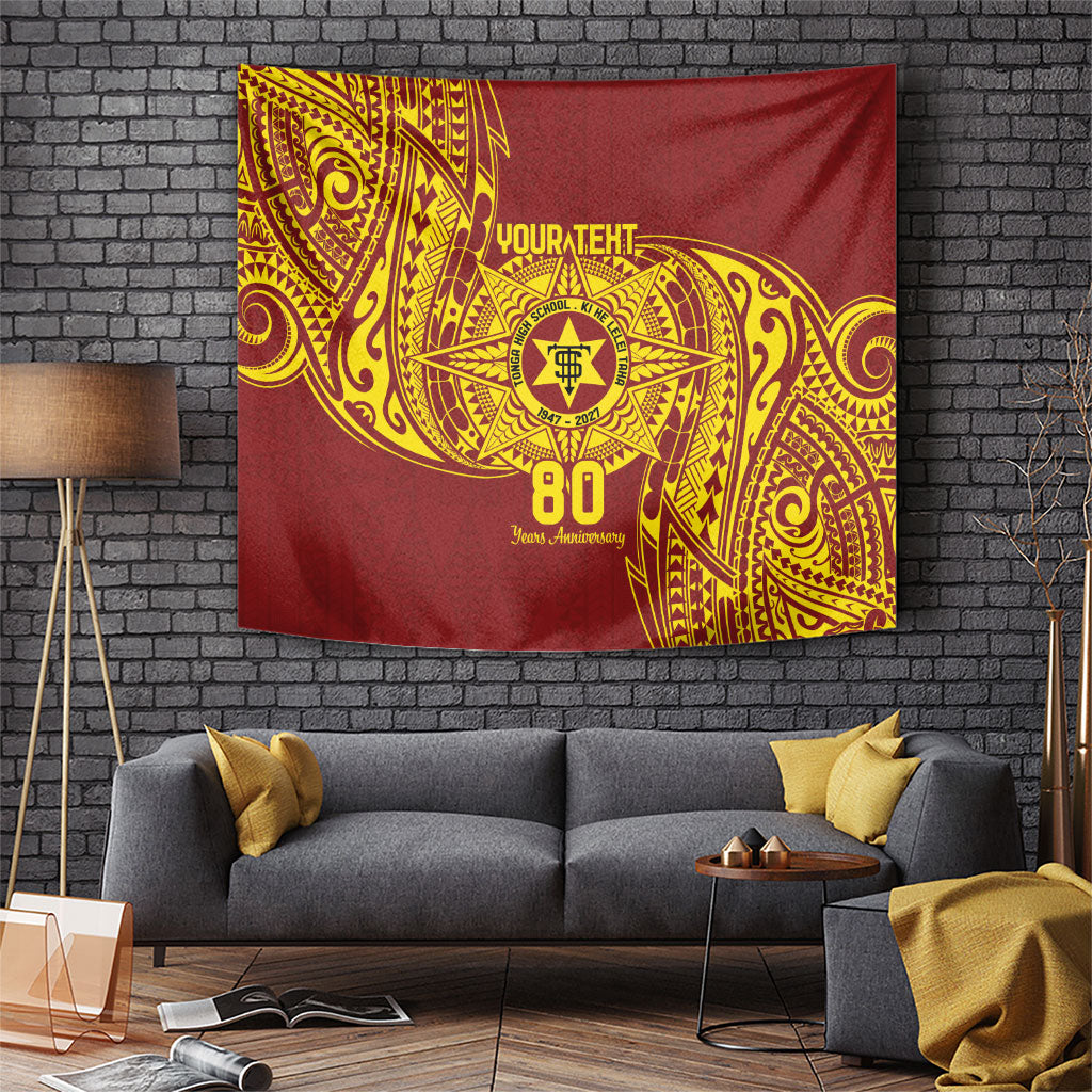 Personalised Tonga High School 80th Anniversary Tapestry Special Kupesi Pattern LT9 Gold - Polynesian Pride