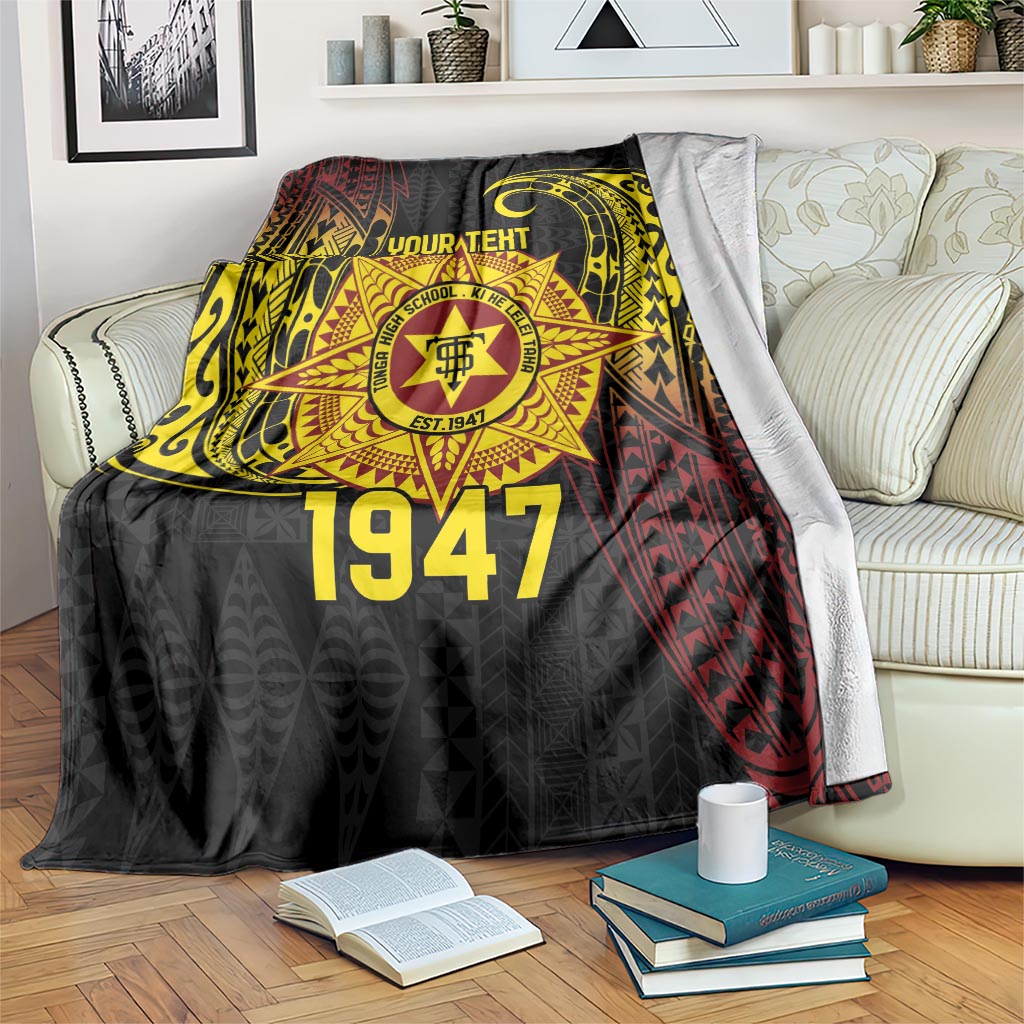 Personalised Tonga High School Blanket Since 1947 Special Kupesi Pattern LT9 Black - Polynesian Pride