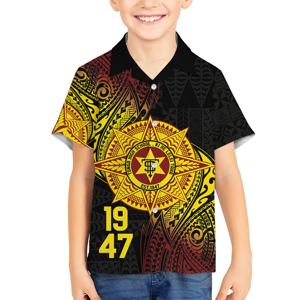 Personalised Tonga High School Kid Hawaiian Shirt Since 1947 Special Kupesi Pattern LT9 Kid Black - Polynesian Pride