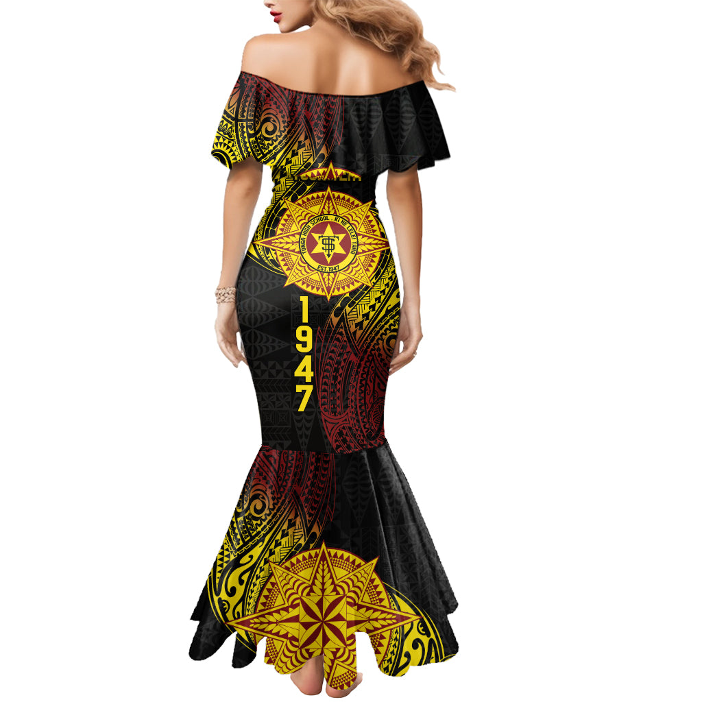 Personalised Tonga High School Mermaid Dress Since 1947 Special Kupesi Pattern LT9 - Polynesian Pride