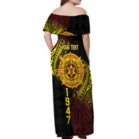 Personalised Tonga High School Off Shoulder Maxi Dress Since 1947 Special Kupesi Pattern LT9 - Polynesian Pride
