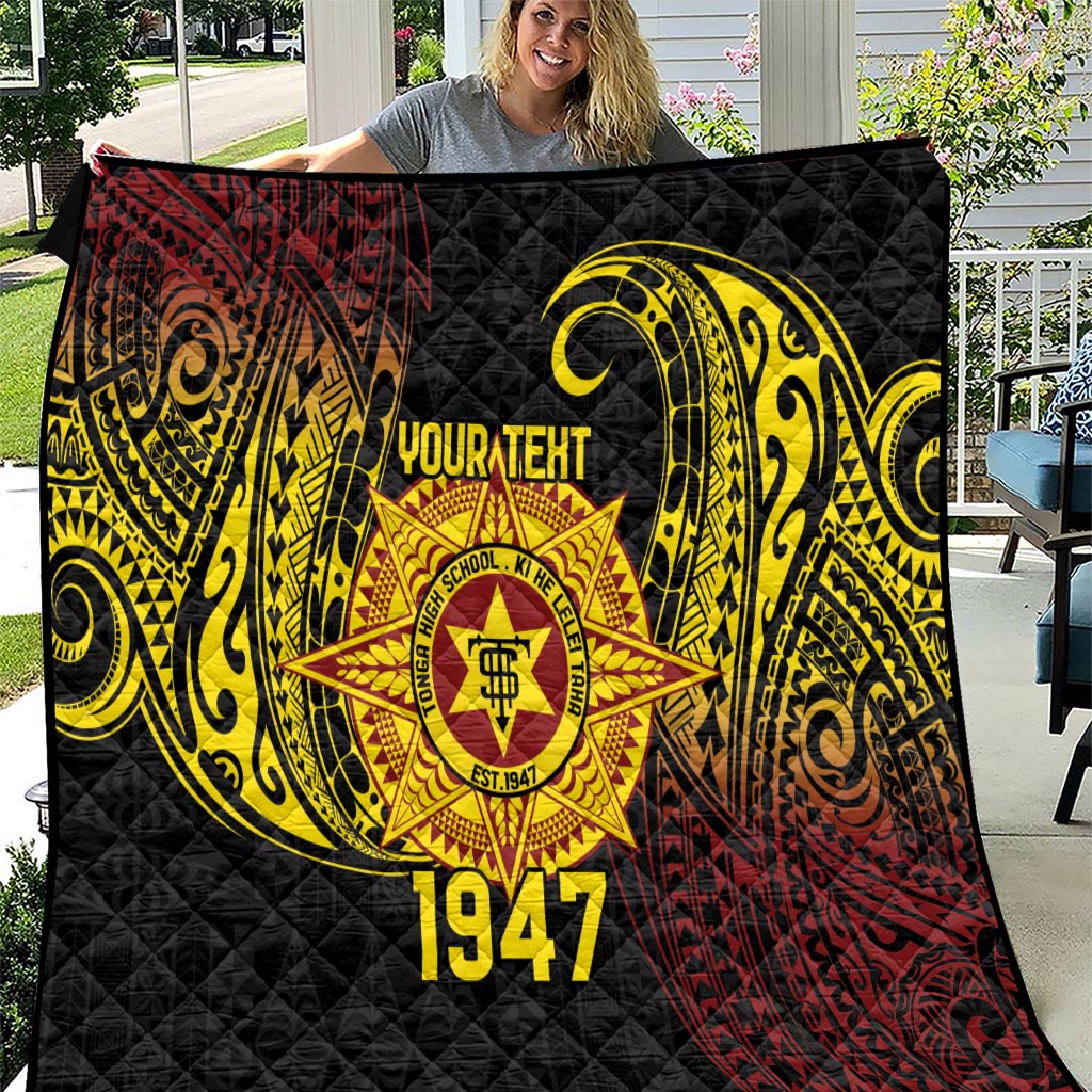 Personalised Tonga High School Quilt Since 1947 Special Kupesi Pattern LT9 Black - Polynesian Pride