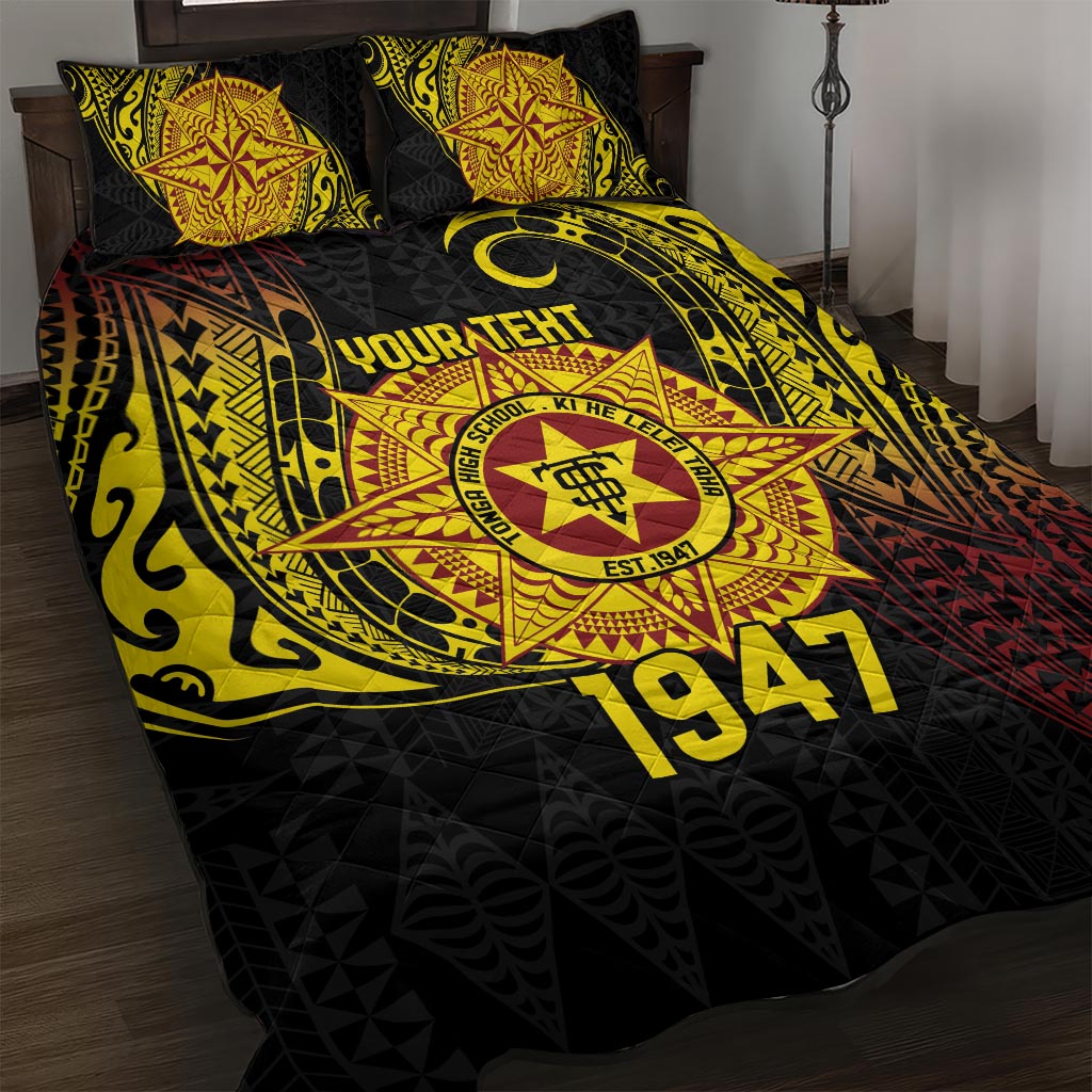 Personalised Tonga High School Quilt Bed Set Since 1947 Special Kupesi Pattern LT9 Black - Polynesian Pride