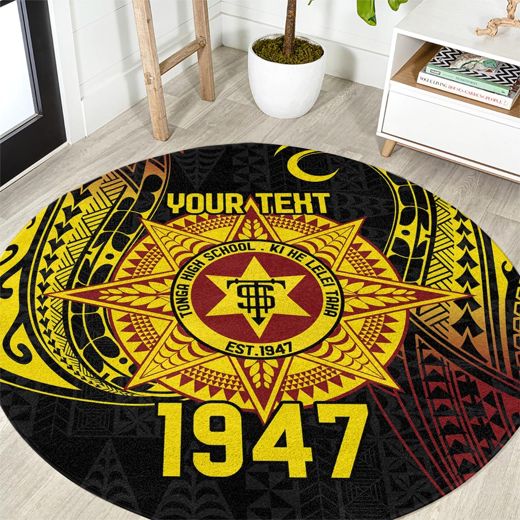 Personalised Tonga High School Round Carpet Since 1947 Special Kupesi Pattern LT9 Black - Polynesian Pride