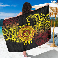 Personalised Tonga High School Sarong Since 1947 Special Kupesi Pattern LT9 One Size 44 x 66 inches Black - Polynesian Pride