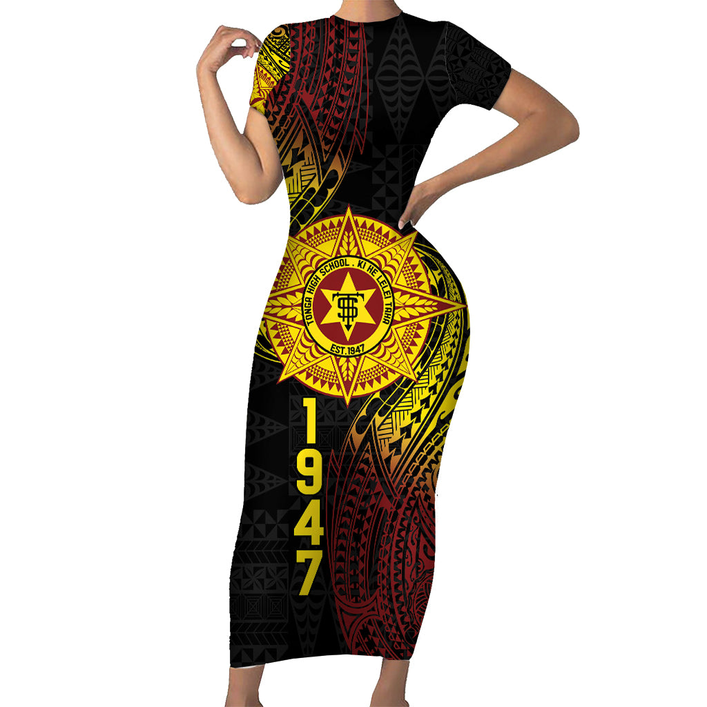 Personalised Tonga High School Short Sleeve Bodycon Dress Since 1947 Special Kupesi Pattern