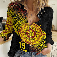 Personalised Tonga High School Women Casual Shirt Since 1947 Special Kupesi Pattern LT9 Female Black - Polynesian Pride