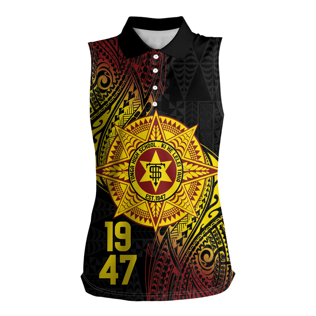 Personalised Tonga High School Women Sleeveless Polo Shirt Since 1947 Special Kupesi Pattern