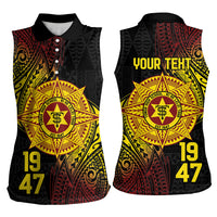 Personalised Tonga High School Women Sleeveless Polo Shirt Since 1947 Special Kupesi Pattern LT9 - Polynesian Pride