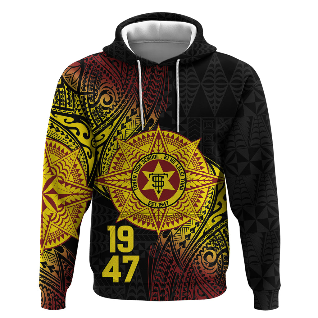 Personalised Tonga High School Zip Hoodie Since 1947 Special Kupesi Pattern LT9 Pullover Hoodie Black - Polynesian Pride