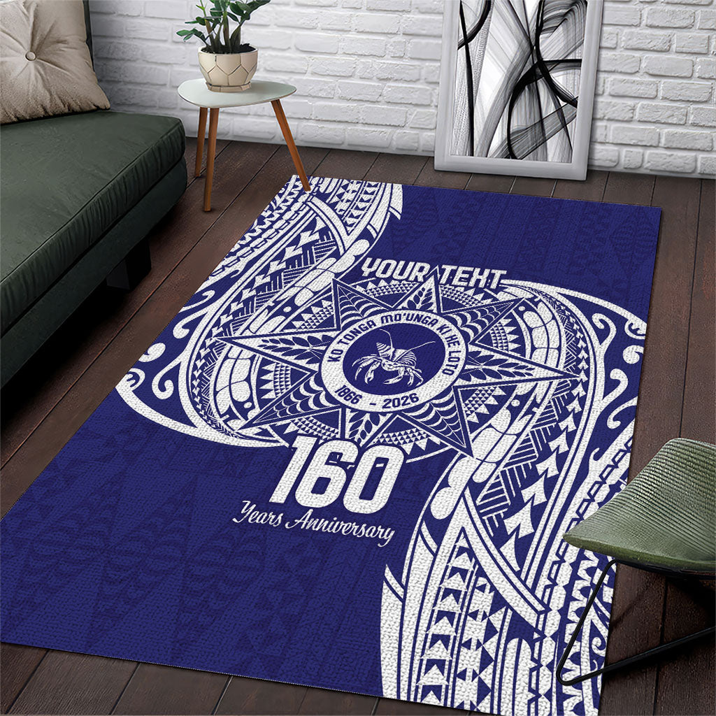 Personalised Tonga Tupou College Tolo 160th Anniversary Area Rug Special Kupesi Pattern LT9 Blue - Polynesian Pride
