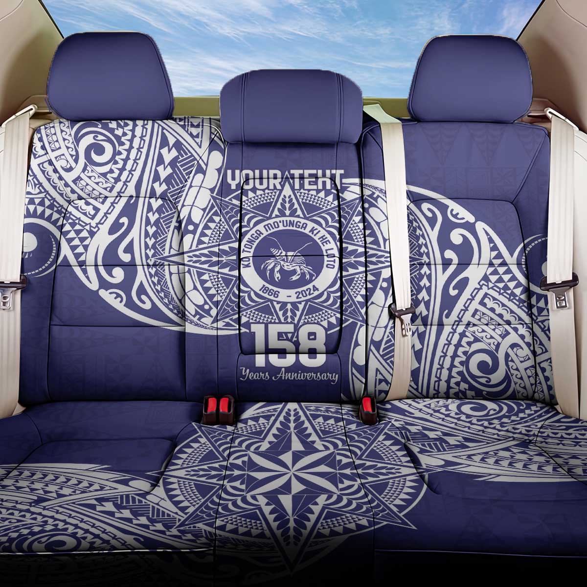 Personalised Tonga Tupou College Tolo 158th Anniversary Back Car Seat Cover Special Kupesi Pattern LT9