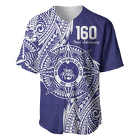 Personalised Tonga Tupou College Tolo 160th Anniversary Baseball Jersey Special Kupesi Pattern LT9 Blue - Polynesian Pride