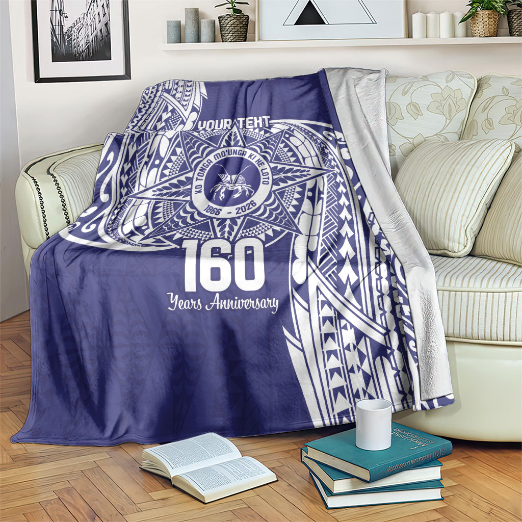 Personalised Tonga Tupou College Tolo 158th Anniversary Blanket Special Kupesi Pattern LT9 Blue - Polynesian Pride