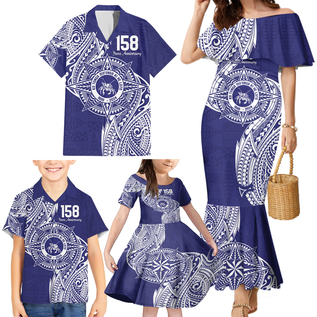 Personalised Tonga Tupou College Tolo 158th Anniversary Family Matching Mermaid Dress and Hawaiian Shirt Special Kupesi Pattern