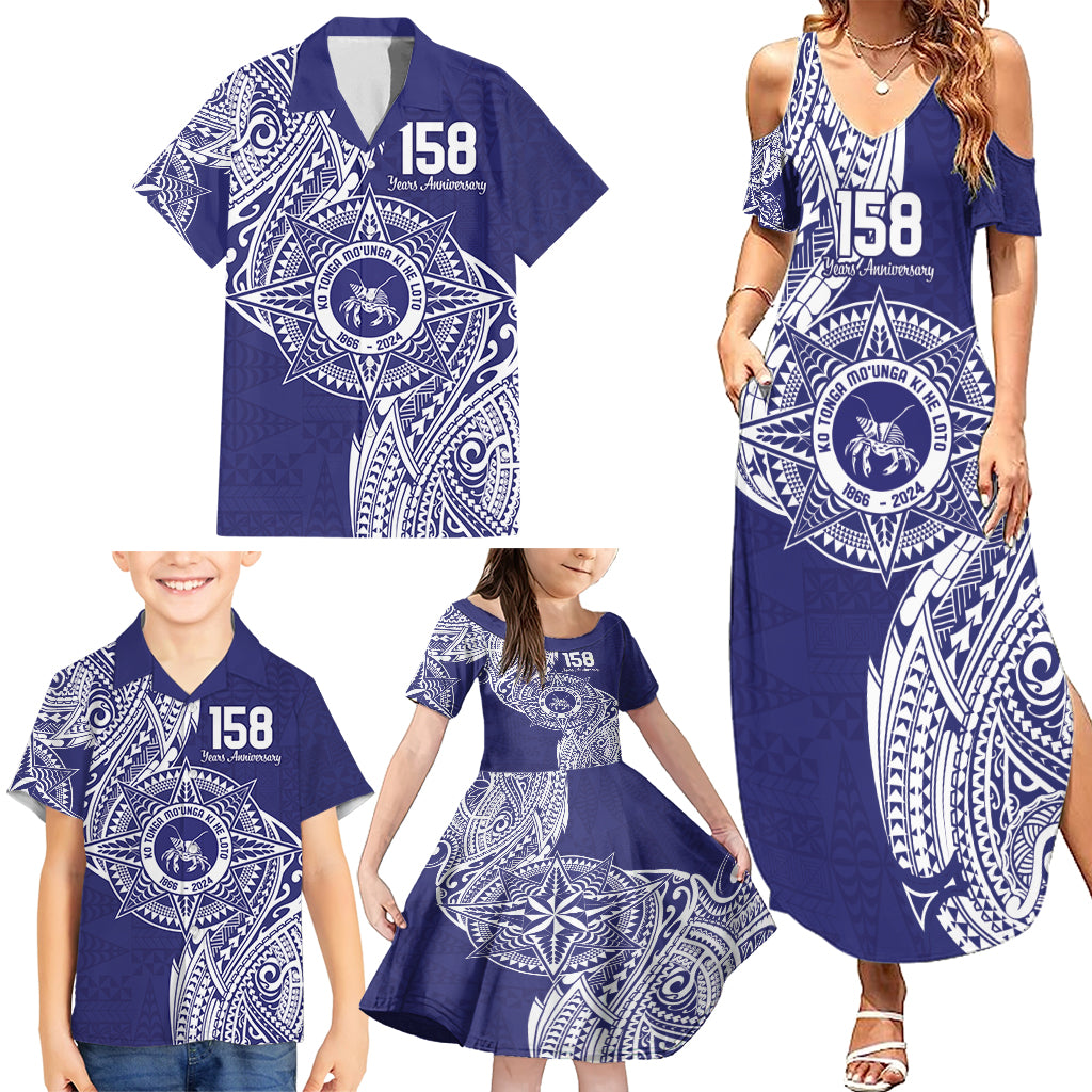 Personalised Tonga Tupou College Tolo 158th Anniversary Family Matching Summer Maxi Dress and Hawaiian Shirt Special Kupesi Pattern