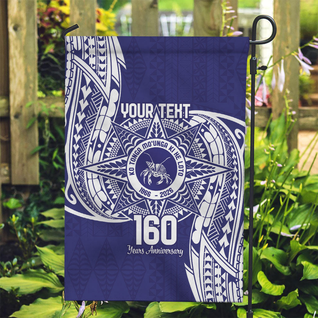 Personalised Tonga Tupou College Tolo 160th Anniversary Garden Flag Special Kupesi Pattern LT9 Garden Flag Blue - Polynesian Pride