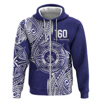 Personalised Tonga Tupou College Tolo 160th Anniversary Hoodie Special Kupesi Pattern LT9 Zip Hoodie Blue - Polynesian Pride