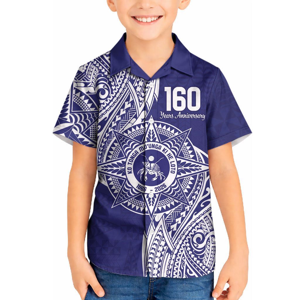 Personalised Tonga Tupou College Tolo 160th Anniversary Kid Hawaiian Shirt Special Kupesi Pattern LT9 Kid Blue - Polynesian Pride