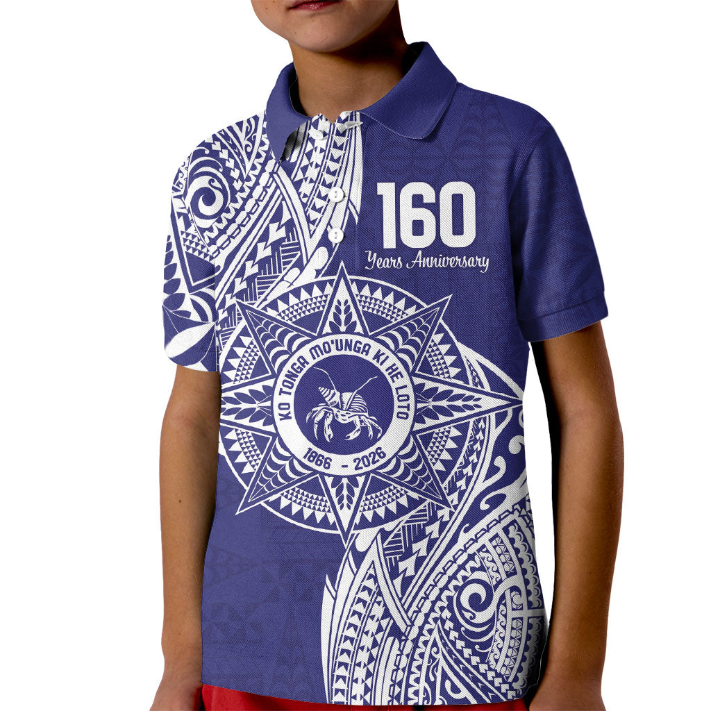 Personalised Tonga Tupou College Tolo 160th Anniversary Kid Polo Shirt Special Kupesi Pattern LT9 Kid Blue - Polynesian Pride