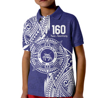 Personalised Tonga Tupou College Tolo 160th Anniversary Kid Polo Shirt Special Kupesi Pattern LT9 Kid Blue - Polynesian Pride