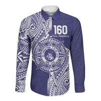 Personalised Tonga Tupou College Tolo 160th Anniversary Long Sleeve Button Shirt Special Kupesi Pattern LT9 Unisex Blue - Polynesian Pride