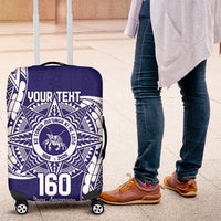 Personalised Tonga Tupou College Tolo 160th Anniversary Luggage Cover Special Kupesi Pattern LT9 Blue - Polynesian Pride