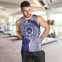 Personalised Tonga Tupou College Tolo 160th Anniversary Men Tank Top Special Kupesi Pattern LT9 Blue - Polynesian Pride
