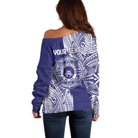 Personalised Tonga Tupou College Tolo 160th Anniversary Off Shoulder Sweater Special Kupesi Pattern LT9 - Polynesian Pride