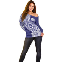 Personalised Tonga Tupou College Tolo 160th Anniversary Off Shoulder Sweater Special Kupesi Pattern LT9 - Polynesian Pride