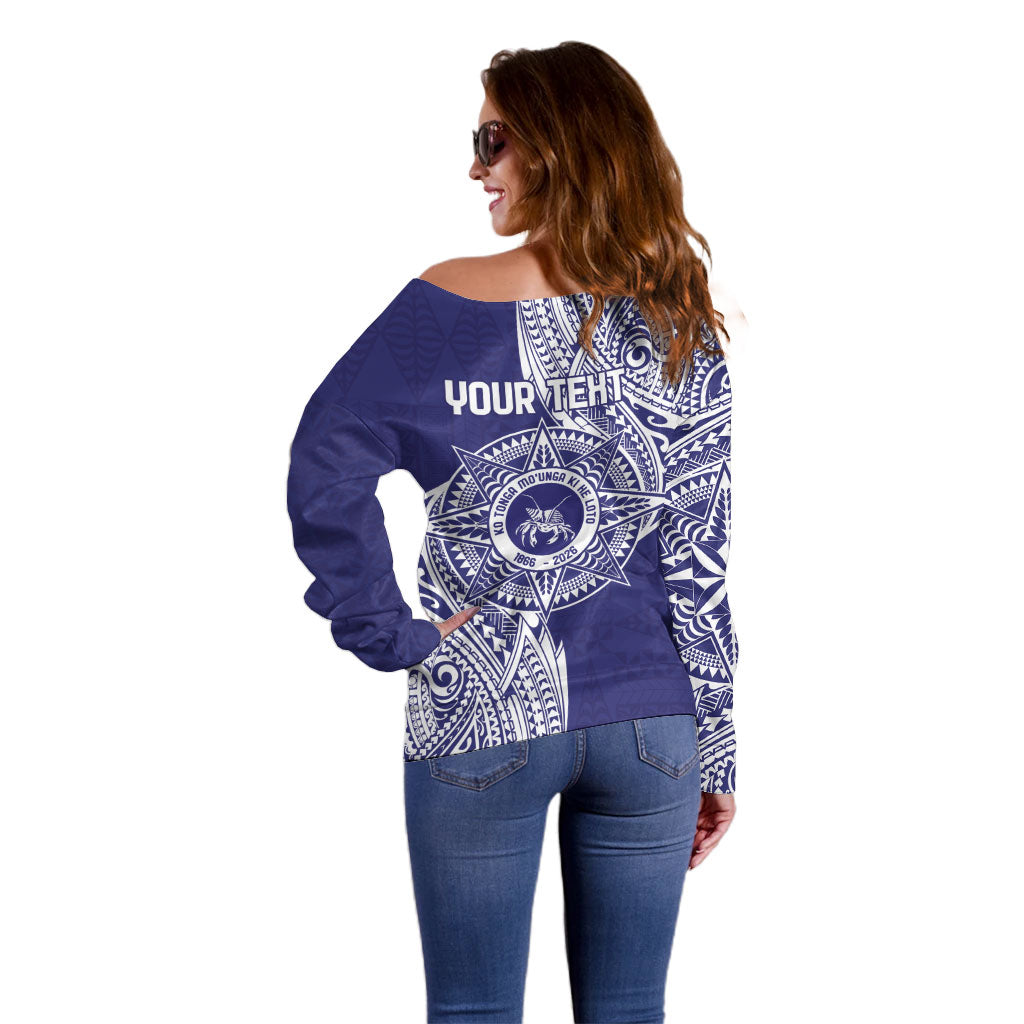 Personalised Tonga Tupou College Tolo 160th Anniversary Off Shoulder Sweater Special Kupesi Pattern LT9 - Polynesian Pride