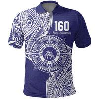 Personalised Tonga Tupou College Tolo 160th Anniversary Polo Shirt Special Kupesi Pattern LT9 Blue - Polynesian Pride