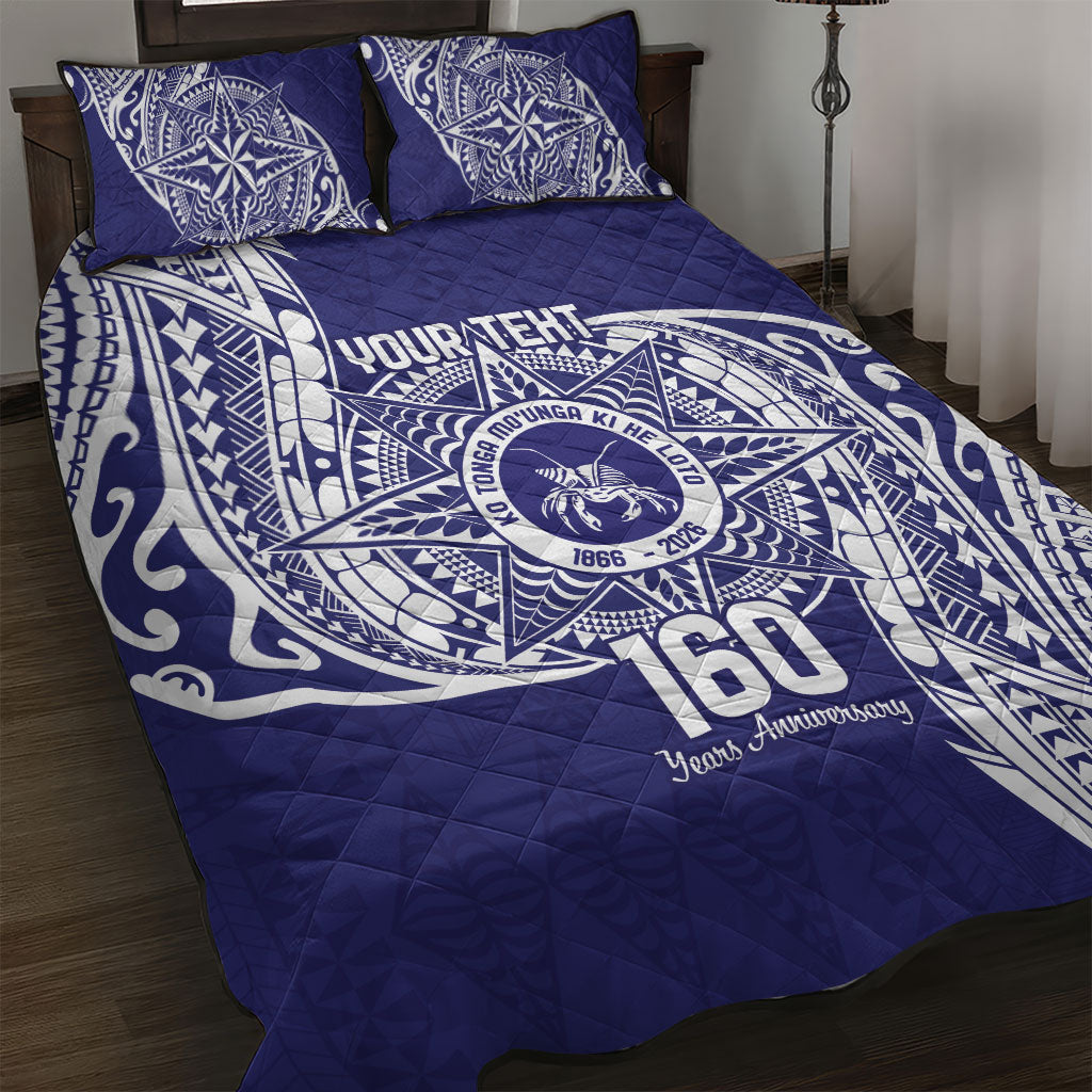 Personalised Tonga Tupou College Tolo 158th Anniversary Quilt Bed Set Special Kupesi Pattern LT9 Blue - Polynesian Pride