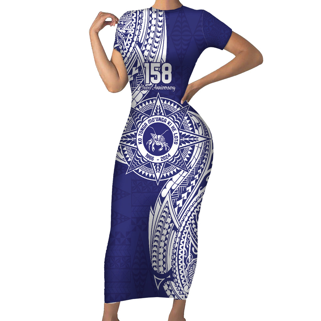 Personalised Tonga Tupou College Tolo 158th Anniversary Short Sleeve Bodycon Dress Special Kupesi Pattern